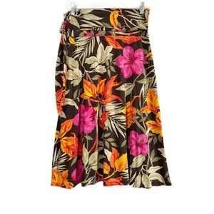 Banana Republic Tropical A-Line Skirt - Brown, Pink, Orange